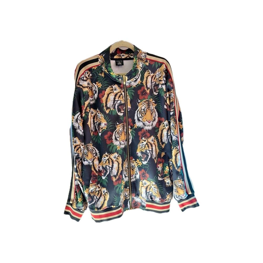 G Style Size XL Men's Tiger Print Full Zip Jacket